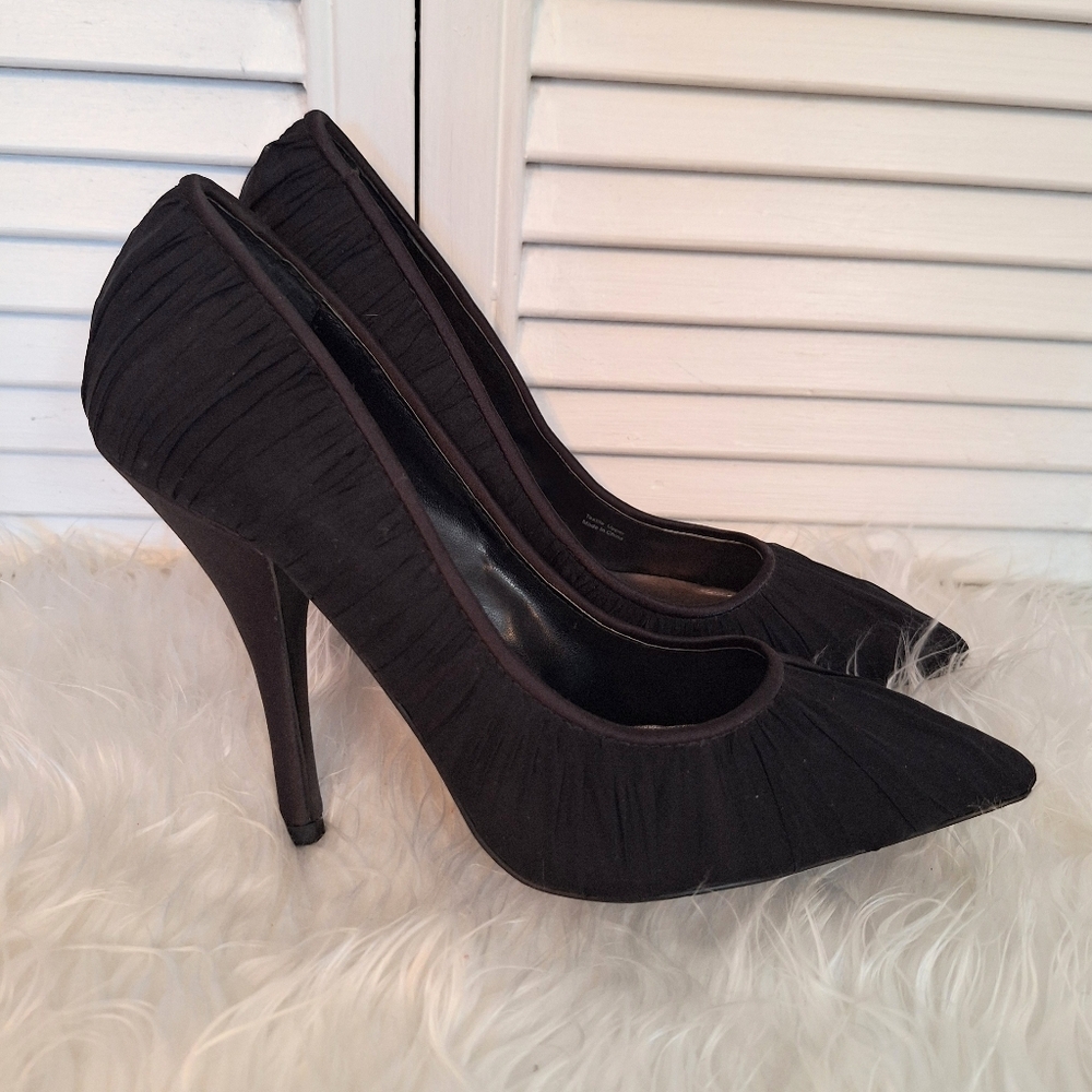 Adrienne Maloof Black Stiletto Heels 8M - Picture 2 of 5